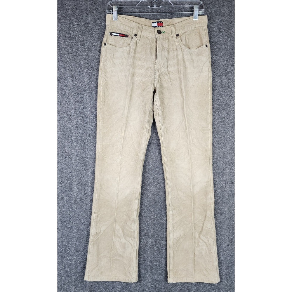 Tommy Jeans Corduroy Pants Womens 7 Tan Straight Leg Mid Rise EUC